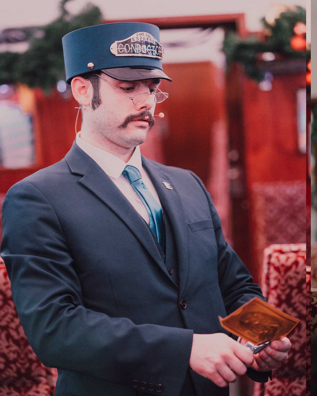 conductor on board the polar express train ride