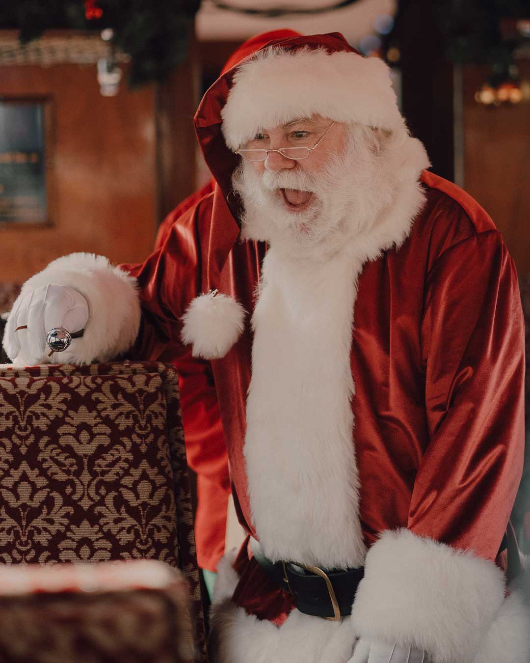 santa on board the polar express train ride