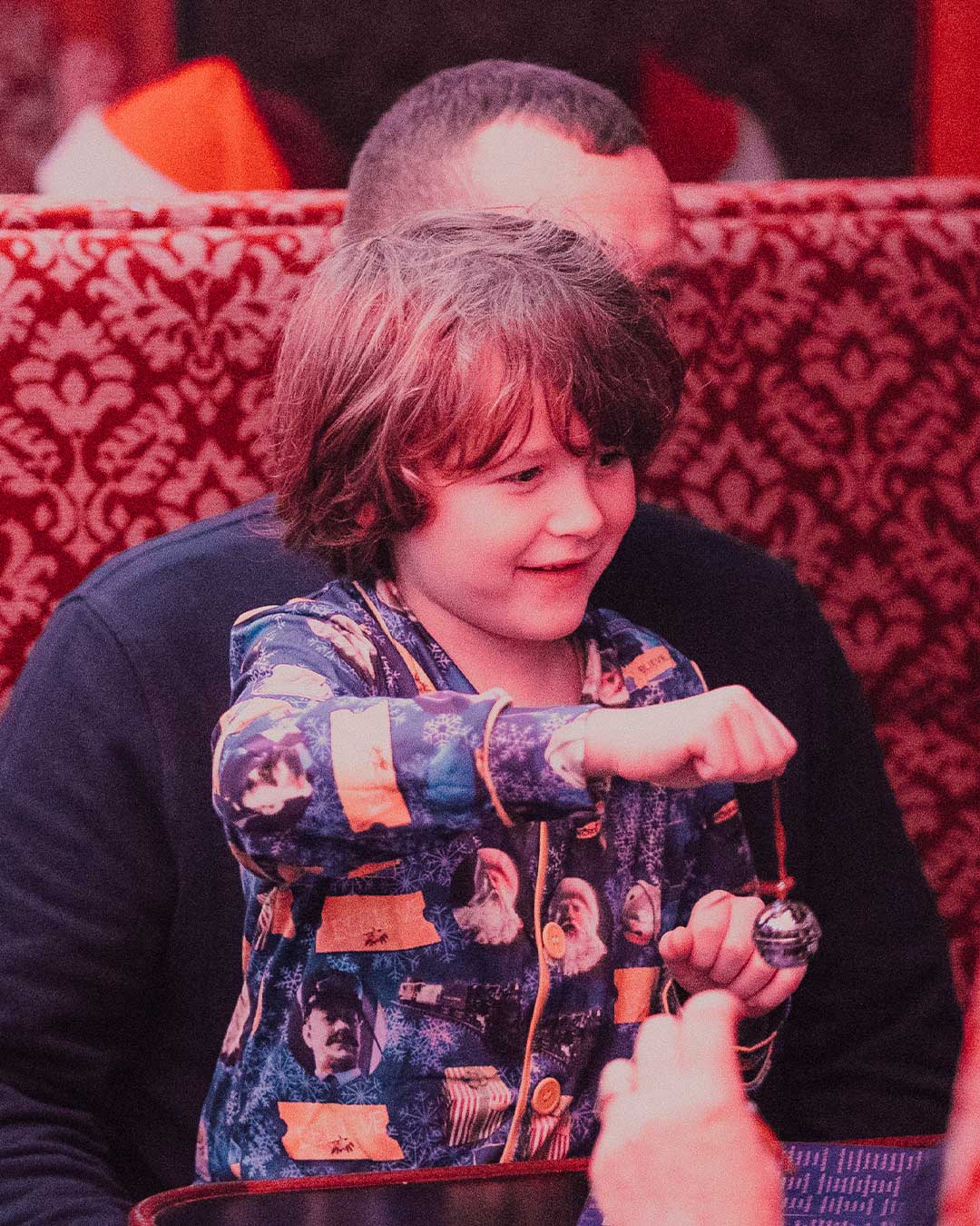 child on board the polar express train ride