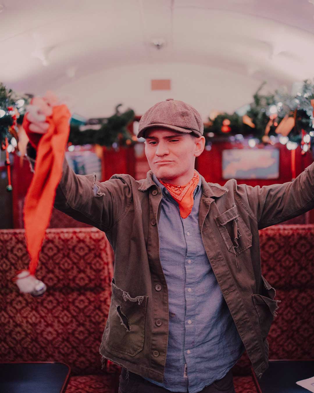 hobo on board the polar express train ride